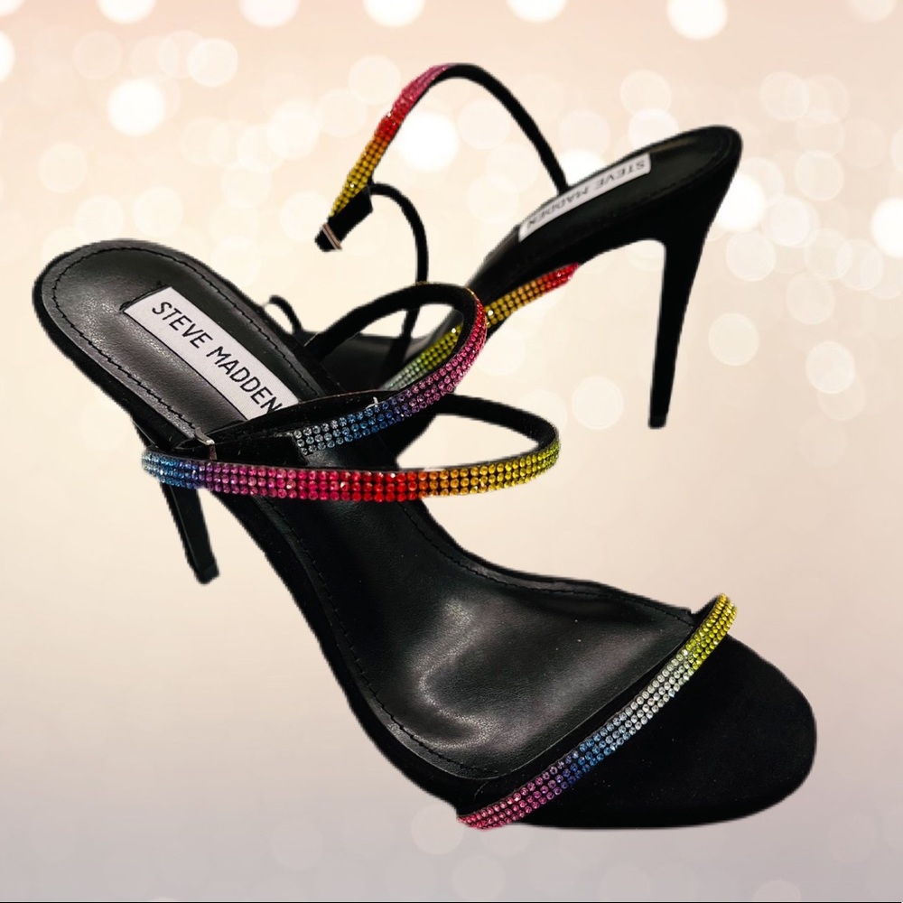 Steve Madden Multi Colored Crystal Rainbow Heels